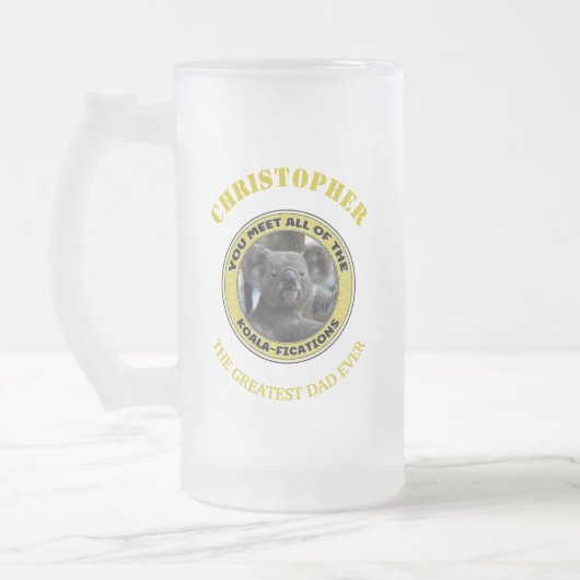 Cute koala "play on words" gepersonaliseerd matglas bierpul (Links)