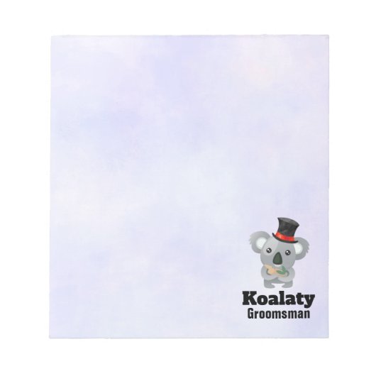 Cute Koala Pun Koalaty Groomsman Notitieblok (Voorkant)