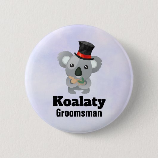 Cute Koala Pun Koalaty Groomsman Ronde Button 5,7 Cm (Voorkant)