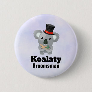Cute Koala Pun Koalaty Groomsman Ronde Button 5,7 Cm