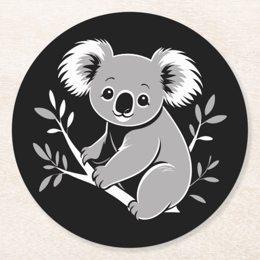 Cute Koala Ronde Kartonnen Onderzetter (Voorkant)