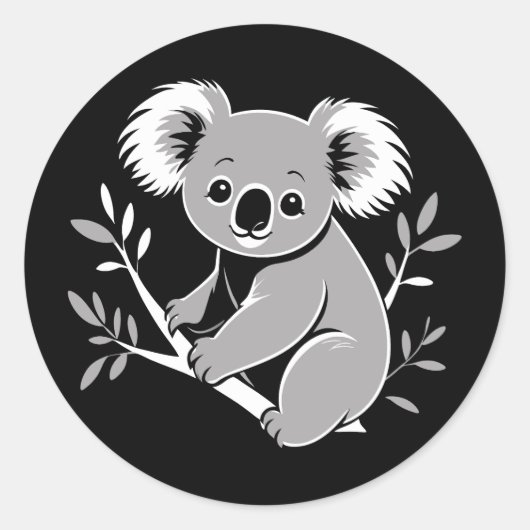Cute Koala Ronde Sticker (Voorkant)