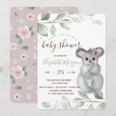 Cute Koala Rozen Baby shower Kaart (Voorkant / Achterkant)