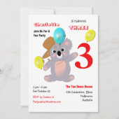 Cute Koala Teddy Bear Birthday Party Invite Kaart (Voorkant)