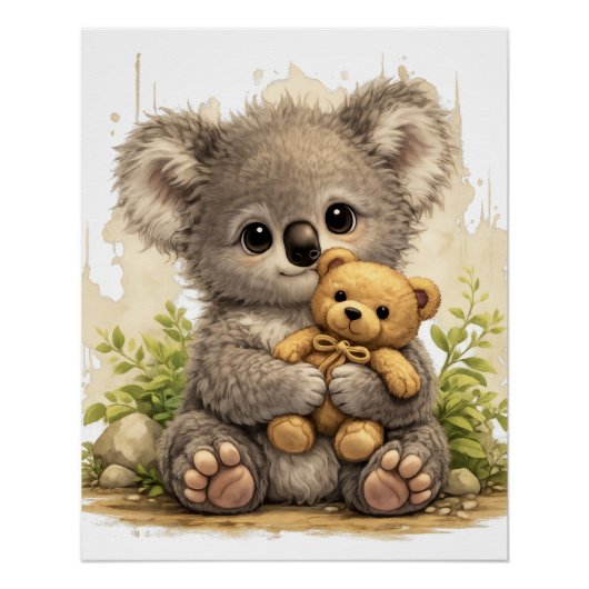 Cute Koala Teddy Poster Kawaii Animal (Voorkant)