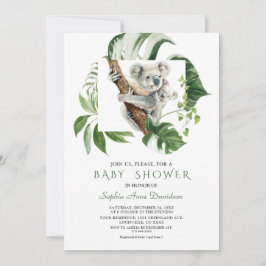 Cute Koala Tropical Greenery Baby shower Kaart