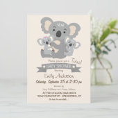 Cute Koala Twins Baby shower Kaart (Staand voorkant)