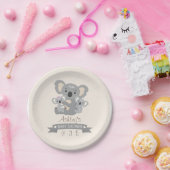 Cute Koala Twins Baby shower Papieren Bordje (Feest)