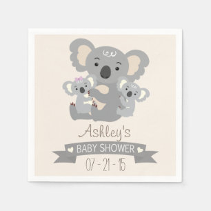 Cute Koala Twins Baby shower Servetten
