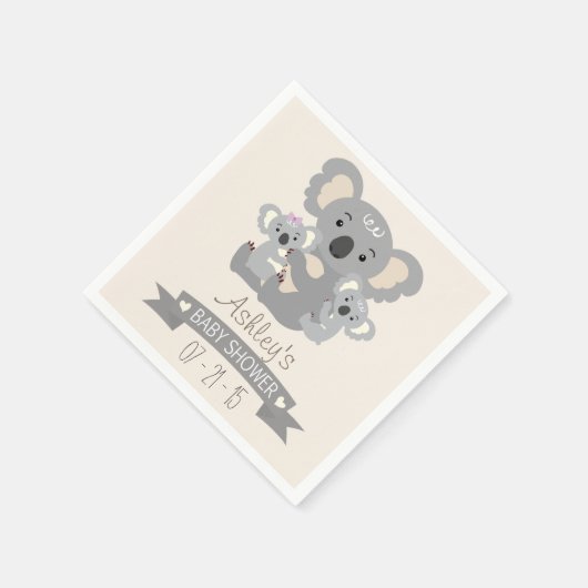 Cute Koala Twins Baby shower Servetten (Hoek)