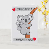 Cute Koala-ty Hug Greeting Kaart (Gele Bloem)