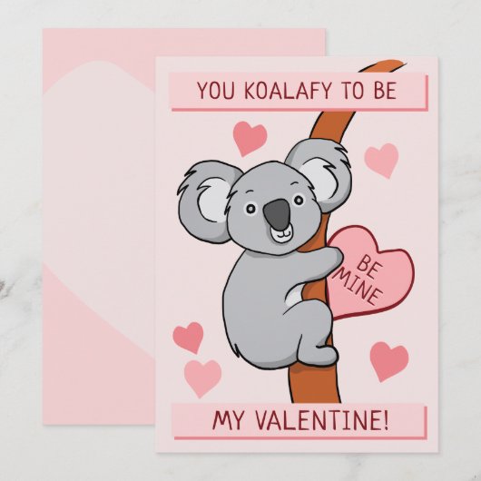 Cute Koala-ty Valentijnsdag Kaart (Voorkant / Achterkant)
