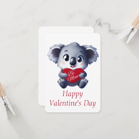 Cute Koala Valentijnkaart Kaart (Voorkant / Achterkant in situ)