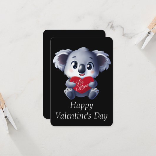 Cute Koala Valentijnse Kaart (Voorkant / Achterkant in situ)