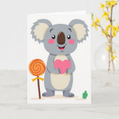 Cute Koala Valentijnskaart Kaart (Gele Bloem)