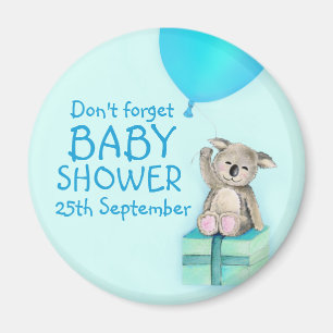 Cute koala vergeet jongen baby shower magnet niet