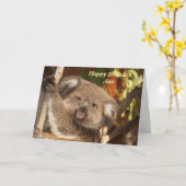 Cute Koala-verjaardagskaart Kaart (Gele Bloem)