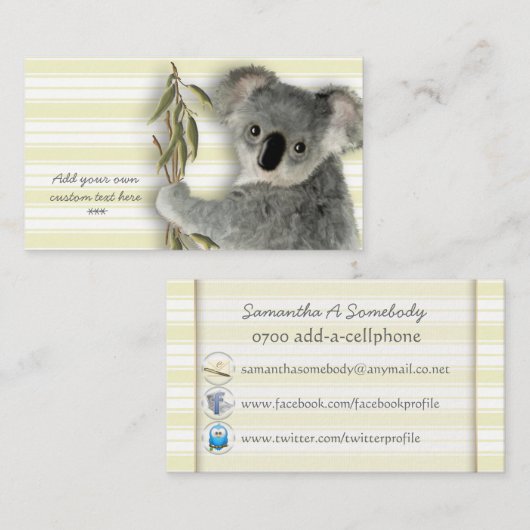 Cute Koala Visitekaartje (Voorkant / Achterkant)