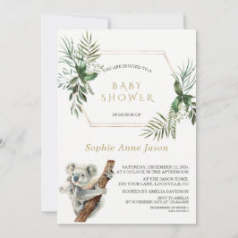 Cute Koala Watercolor Groene Goud Baby Shower Kaart