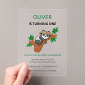 Cute Koala Wild Animal Kids First Birthday Acryl Uitnodigingen (Insitu (Draagbaar))