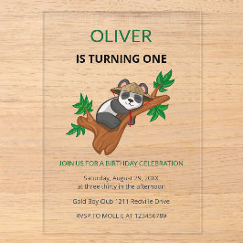 Cute Koala Wilde Dieren Kinderen Eerste Verjaardag Acryl Uitnodigingen