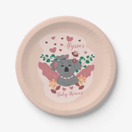 Cute koalas baby shower pastelpapier bord (Voorkant)