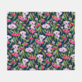Cute Koalas Pale Lilac on Pink Eucalyptus Flowers Fleece Deken (Voorkant (Horizontaal))