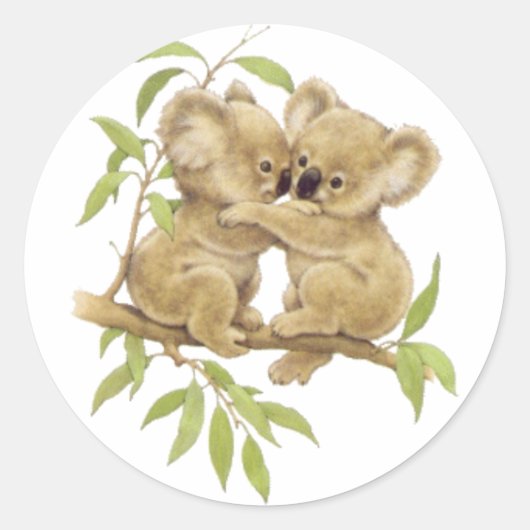 Cute Koalas Ronde Sticker (Voorkant)