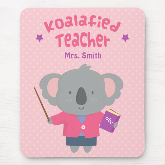Cute Koalified Koala Beer Vrouw Teacher Pun Humor Muismat (Voorkant)