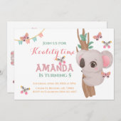 Cute koality time koala beer roze blauwgroen boomd kaart (Voorkant / Achterkant)