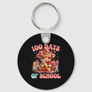 Cute koe 100 dagen schoolplezier voor leraren sleutelhanger