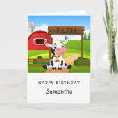 Cute Koe 1st Birthday Kaart (Voorkant)