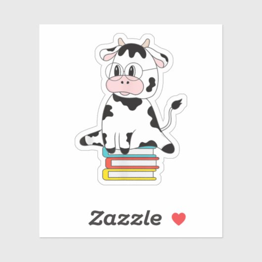 Cute Koe Afdrukken Kawaii Animal Pattern Book Read Sticker (Vel)