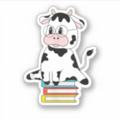 Cute Koe Afdrukken Kawaii Animal Pattern Book Read Sticker (Voorkant)