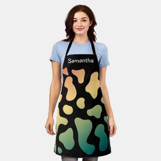 Cute Koe Afdrukken Kleurrijke aangepaste afbeeldin Schort (Gedragen)