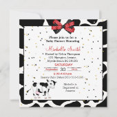 Cute Koe Afdrukken Rood zwarte babyschoeisel Invit Kaart (Voorkant)