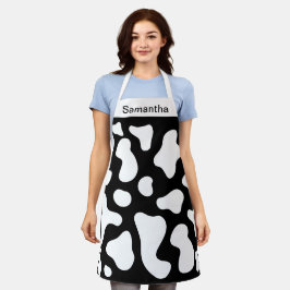 Cute Koe Afdrukken zwart, aangepast profiel Schort