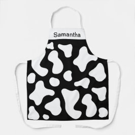 Cute Koe Afdrukken zwart, aangepast profiel Schort