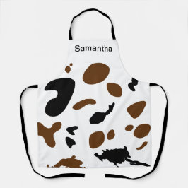 Cute Koe Afdrukken zwart, aangepast profiel Schort