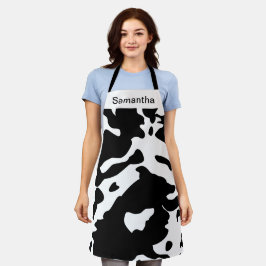 Cute Koe Afdrukken zwart en wit Aangepast profiel Schort