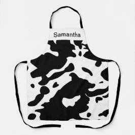 Cute Koe Afdrukken zwart en wit Aangepast profiel Schort