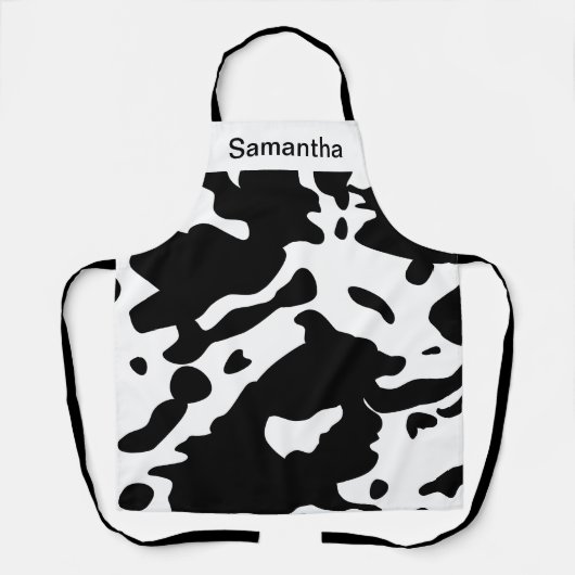 Cute Koe Afdrukken zwart en wit Aangepast profiel Schort (Voorkant)