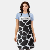 Cute Koe Afdrukken zwart en wit Aangepast profiel Schort (Gedragen)