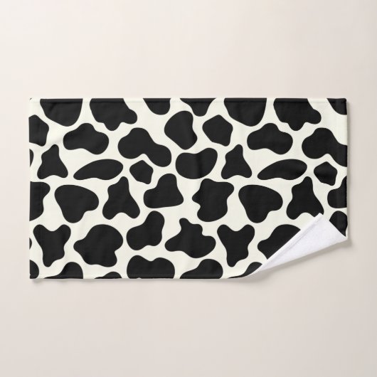 Cute Koe Animal Print Patroon Aesthetic Black Bad Handdoek (Handdoek)