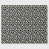Cute Koe Animal Print Patroon Aesthetic Black Cadeaupapier (Vlak)