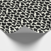 Cute Koe Animal Print Patroon Aesthetic Black Cadeaupapier (Hoek)