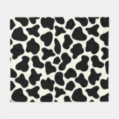 Cute Koe Animal Print Patroon Aesthetic Black Fleece Deken (Voorkant (Horizontaal))