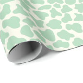 Cute Koe Animal Print Patroon Aesthetic Mint Green Cadeaupapier (Rol Hoek)