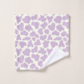 Cute Koe Animal Print Patroon Aesthetisch Lila Bad Handdoek (Wasdoekje)