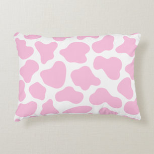 Cute Koe Animal Print Patroon Aesthetisch Roze Accent Kussen
